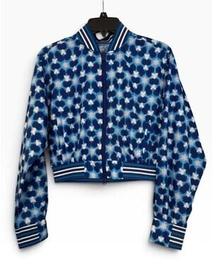 FP Movement Free People Top Seed Printed Bomber Tennis Jacket Indigo Combo XS